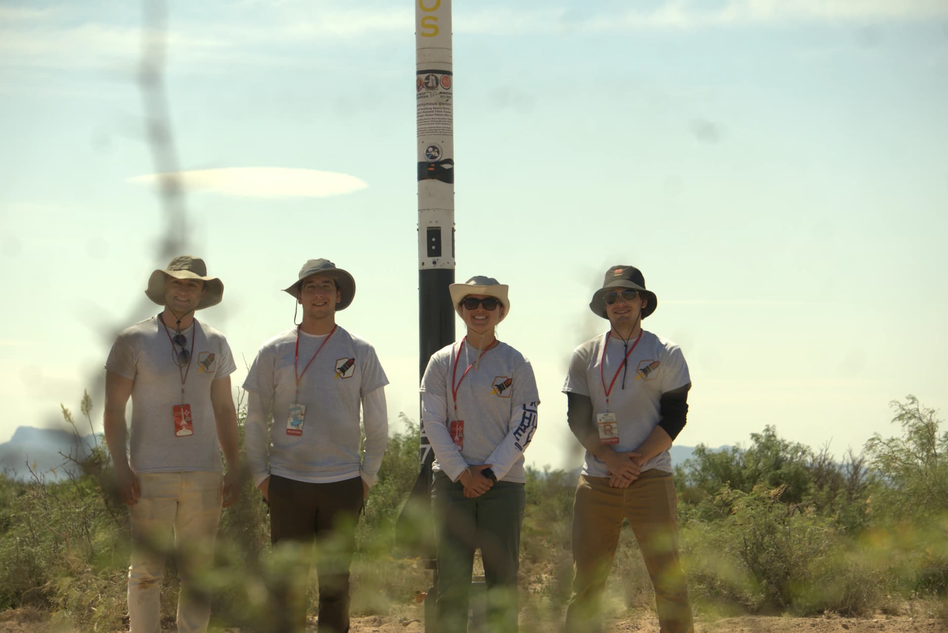 The team with Karkinos erected vertically at Spaceport America Cup