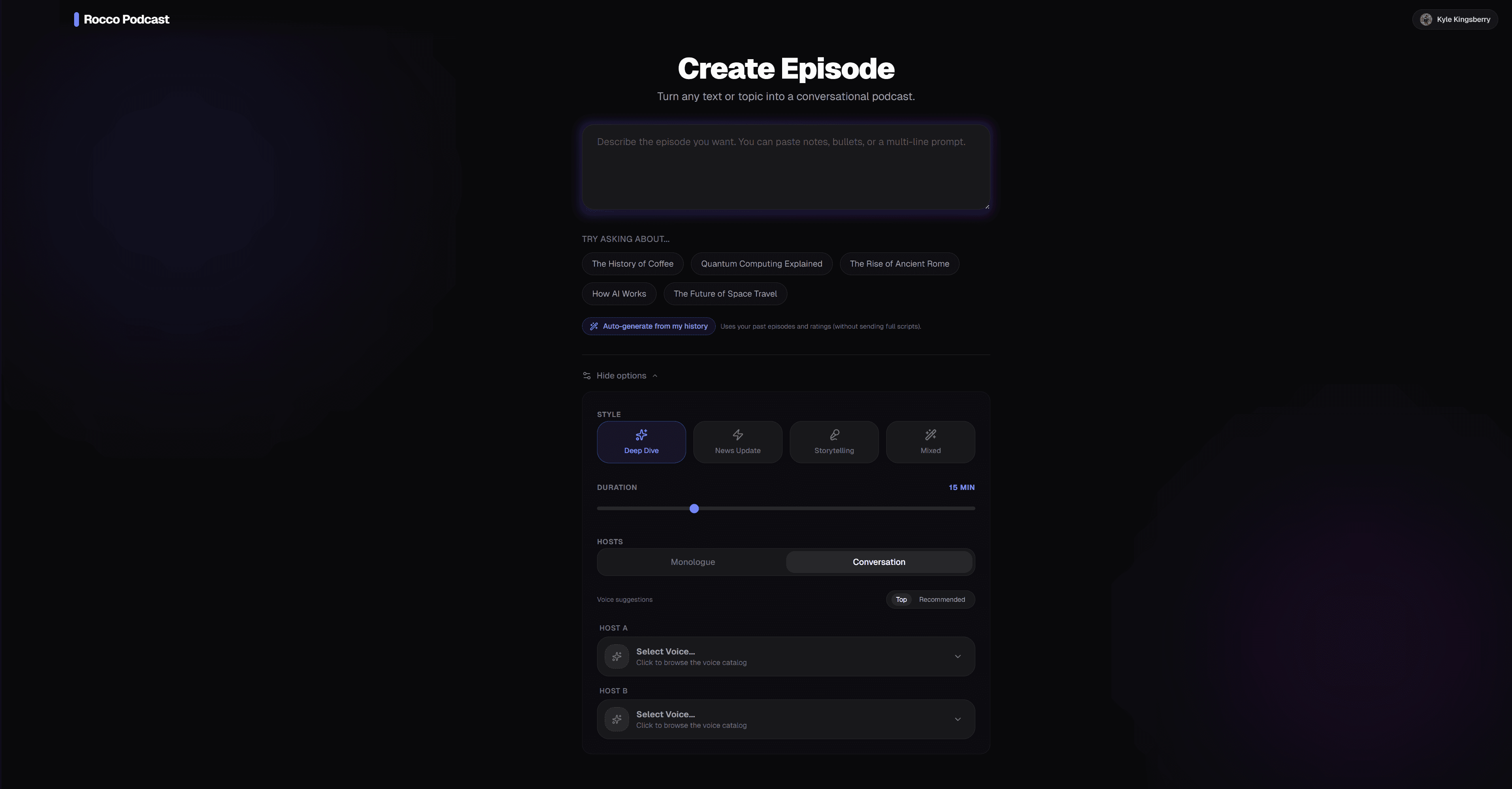 Episode Creation Interface